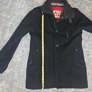 Superdry Japan Double Blacklabel Jermyn Navy Blue Street Trench , men's size L